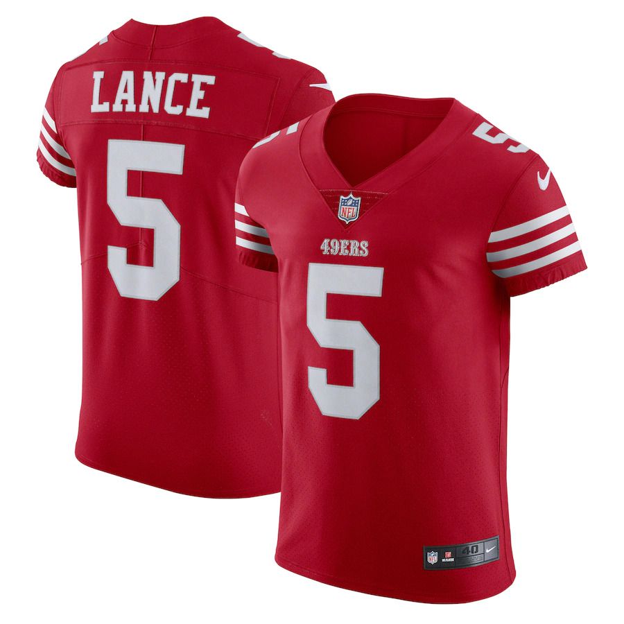 Men San Francisco 49ers #5 Trey Lance Nike Scarlet Vapor Elite NFL Jersey